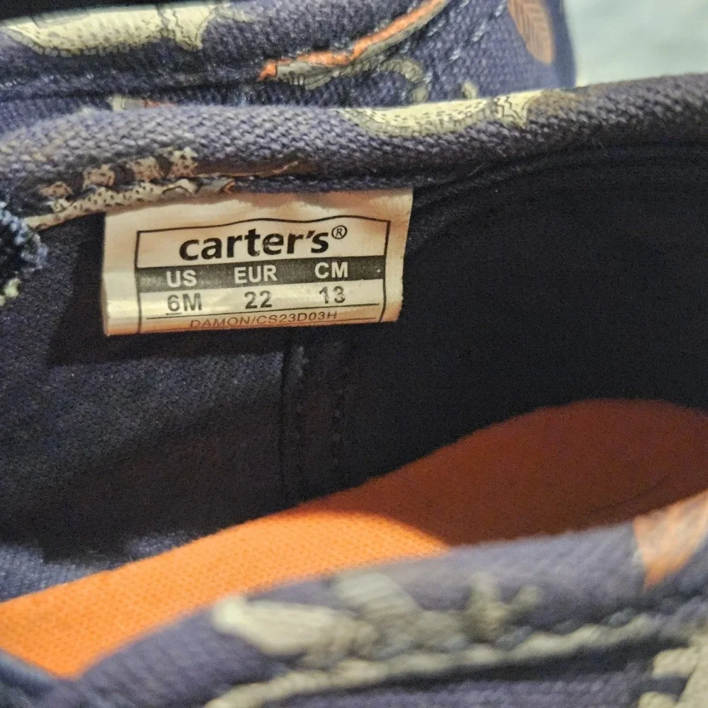 Carter's Toddler‎ Boys Dinosaur Slip On Shoes Blue Canvas Size C6